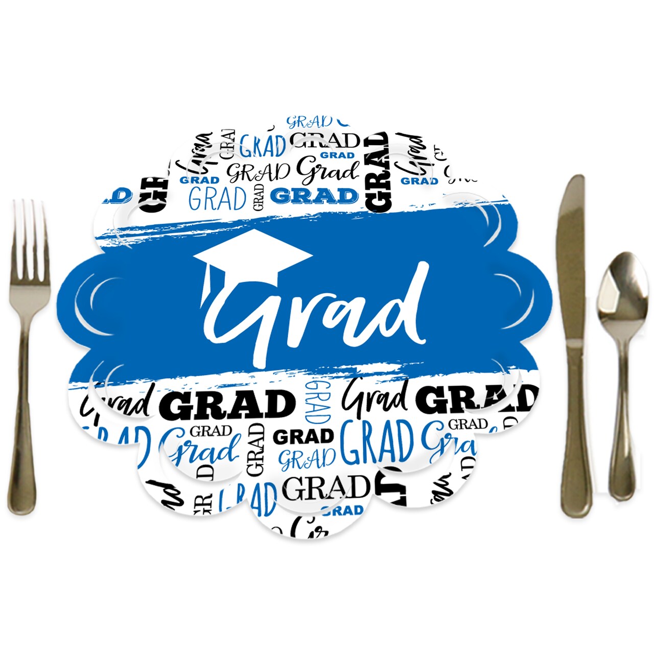 Big Dot of Happiness Blue Grad - Best is Yet to Come - Royal Blue Graduation Party Round Table Decorations - Paper Chargers - Place Setting For 12